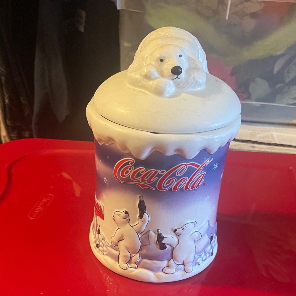 Coca-Cola Polar Bear Jar with Red and White Accents